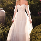 Sonia corset flare tiered ruffle Tulle and lace with sleeves  Wedding Gown -Off White