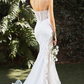 Renee Plunging Lace Mermaid with straps and Bare thigh Wedding Gown -White