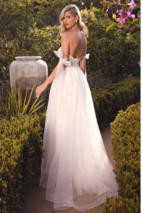 Alessandra Sweetheart Bodice and Tulle A Line Wedding Gown-Off White