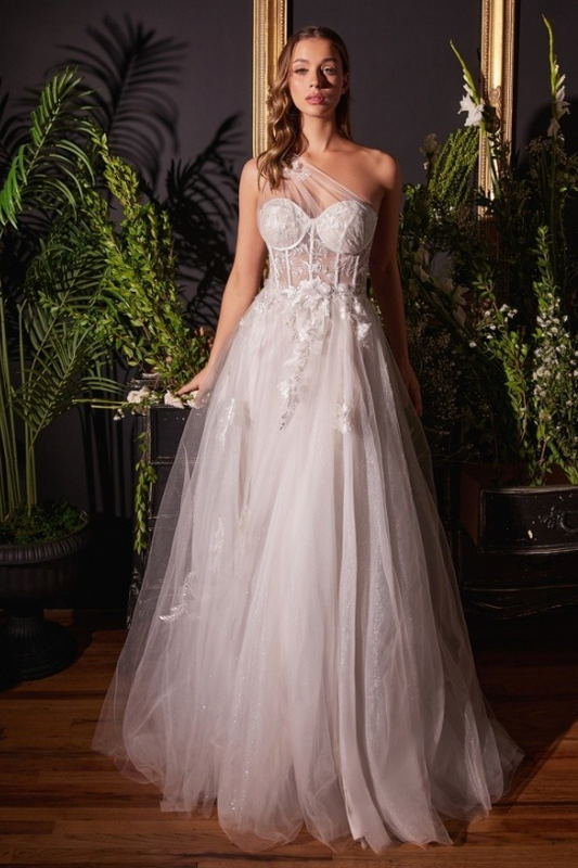 Leila  corset  Princess cut Tulle Wedding Gown -Off White